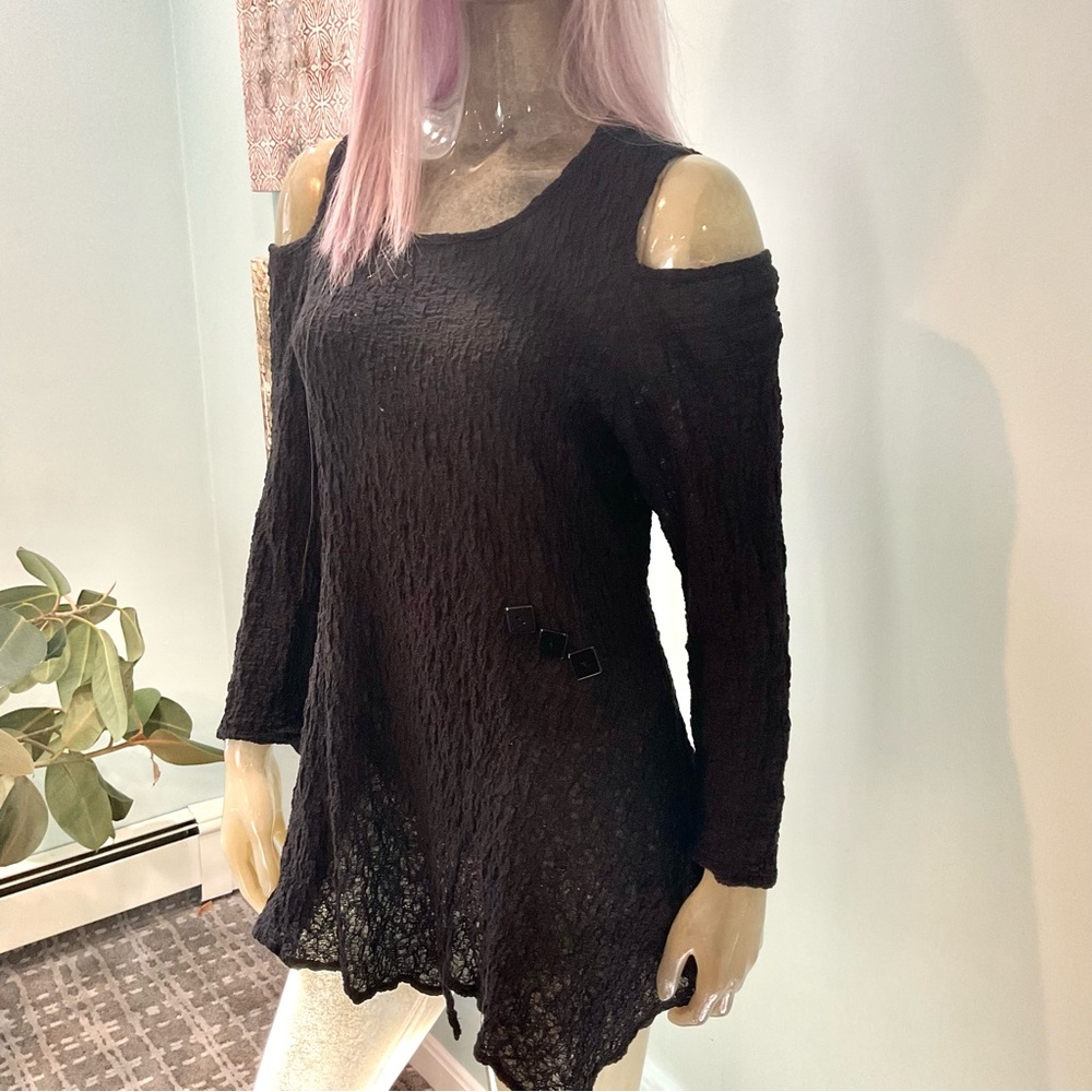 Yushi Textured Top Tunic Shirt Blouse